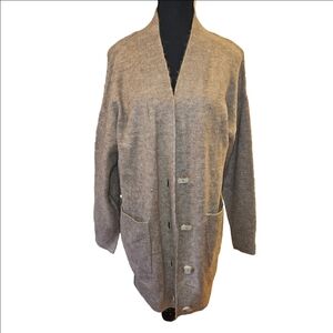 Dex soft, cozycore, oversized thigh length, button up minimalist cardigan